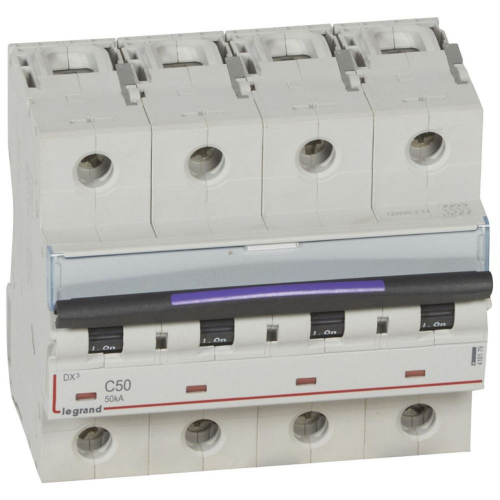 Disj. DX³ 50kA arrivée haute, départ bas à vis 4P 400V~ - 50A courbe C 6 modules-410179-3245064101790-LEGRAND