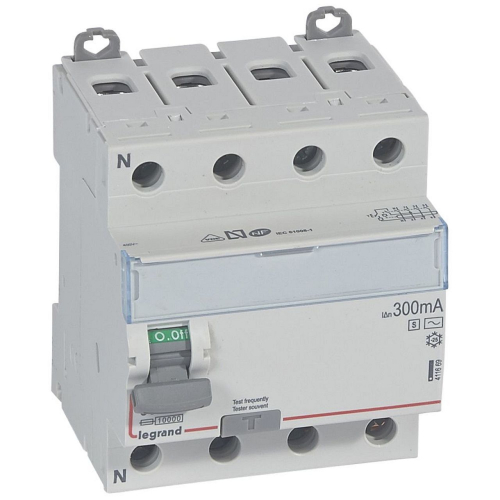 Interrupteur différentiel DX³-ID haut/bas vis - 4P 400V~ 63A AC 300mA s - 4 mod-411669-3245064116695-LEGRAND