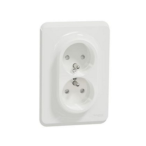 Unica - prise double 2P+T pour boîte 1P - FR - vis - Blanc - méca + plaque-NU406918-3606489517045-SCHNEIDER ELECTRIC FRANCE