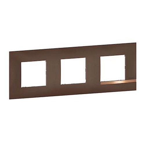 Plaque Altège Déco 3 postes Terre de sienne - marron avec liseré effet cuivre-BTAL9TS3-8005543602034-BTICINO