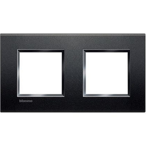 Plaque Livinglight Neutre 2+2 modules horizontal ou vertical - Anthracite-LNA4802M2AR-8005543430309-BTICINO