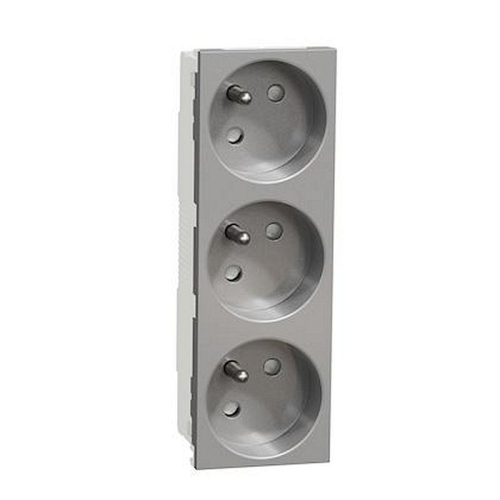 Unica - prise triple 2P+T - FR - 45DEG - Alu - méca seul-NU307930-3606489454623-SCHNEIDER ELECTRIC FRANCE