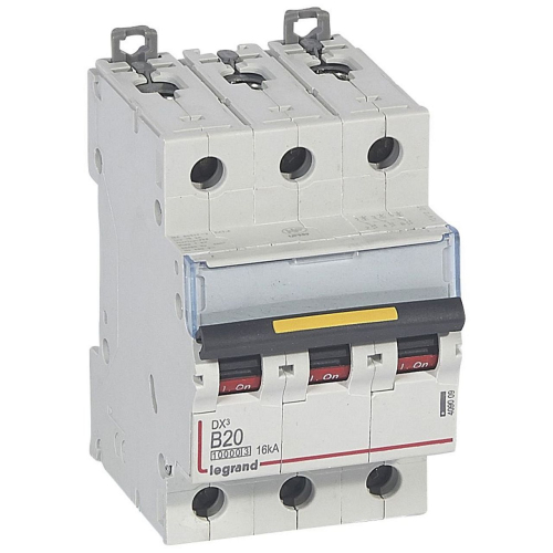Disjoncteur DX³10000 16kA arrivée haute/départ bas vis 3P 20A courbe B - 3 mod-409009-3245064090094-LEGRAND