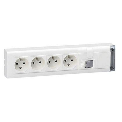 Bloc multiprise fixable avec inter 2P à voyant et 4 prises 2P+T - longueur 309mm-050613-3245060506131-LEGRAND