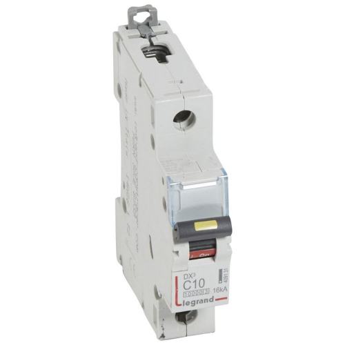 Disj. DX³ 1000kA 16kA arrivée haute/départ bas à vis 10A -courbe C -1 module-409131-3245064091312-LEGRAND