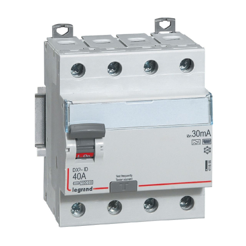 Interrupteur différentiel DX³-ID haut/bas vis - 4P 400V~ 40A F 30mA - 4 modules-411695-3245064116954-LEGRAND