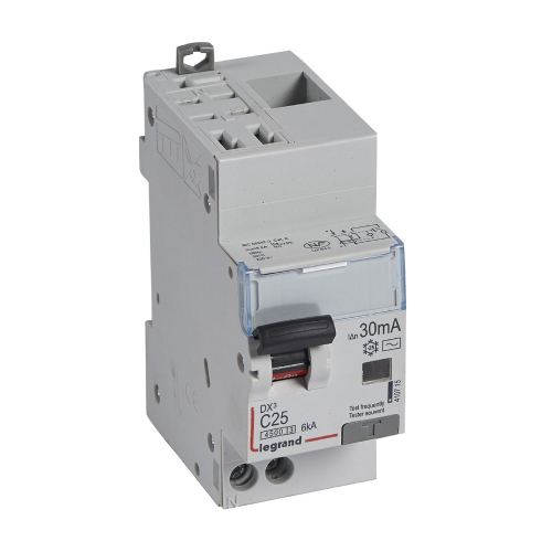 Disjoncteur diff DX³ 4500 -auto/vis -U+N 230V~ 25A - typeAC - 30mA -courbe C -2M-410715-3245064107150-LEGRAND