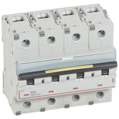 Disjoncteur DX³10000 16kA arrivée haute/départ bas vis 4P 80A courbe B - 6 mod-409089-3245064090896-LEGRAND