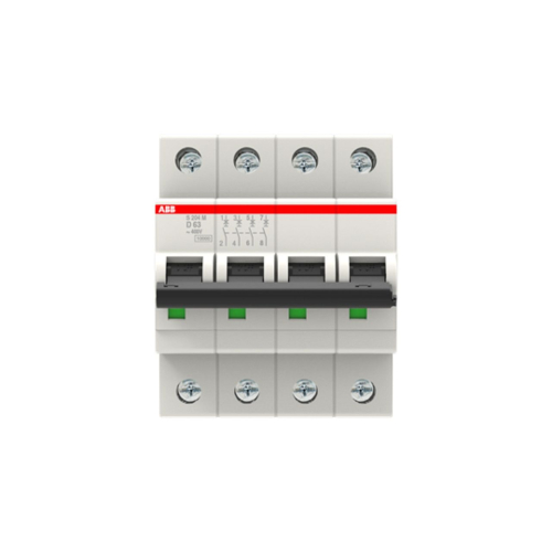 Disjoncteur S204M 4P 63A Courbe D Raccordement à vis - 15KA (4Modules)-2CDS274001R0631-4016779602129-ABB