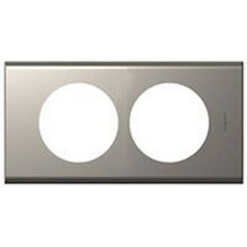 Plaque Céliane Matières 2 postes pour rénovation entraxe 57mm - Nickel Velours-069118-3245060691189-LEGRAND