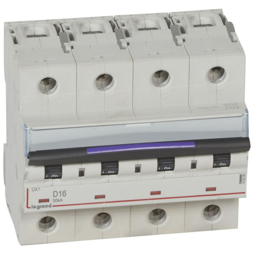 Disjoncteur DX³ 50kA arrivée haute/départ bas vis 4P 16A - courbe D - 6 mod-410226-3245064102261-LEGRAND