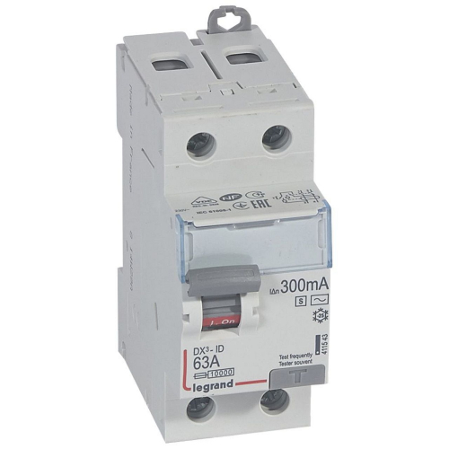 Interrupteur différentiel DX³-ID haut/bas vis - 2P 230V~ 100A AC 300mA s - 2 mod-411543-3245064115438-LEGRAND