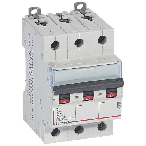 Disjoncteur DX³6000 10kA arrivée haute/départ bas vis 3P 20A courbe B - 3 mod-407533-3245064075336-LEGRAND