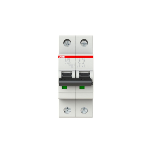 Disjoncteur S202 2P 16A Courbe B Raccordement à vis - 10KA (2Modules)-2CDS252001R0165-4016779466905-ABB