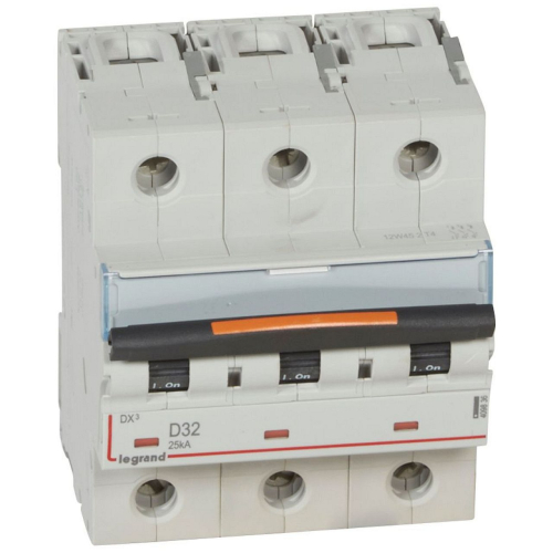 Disjoncteur DX³ 25kA arrivée haute/départ bas vis 3P 32A -courbe D - 4,5 mod-409836-3245064098366-LEGRAND