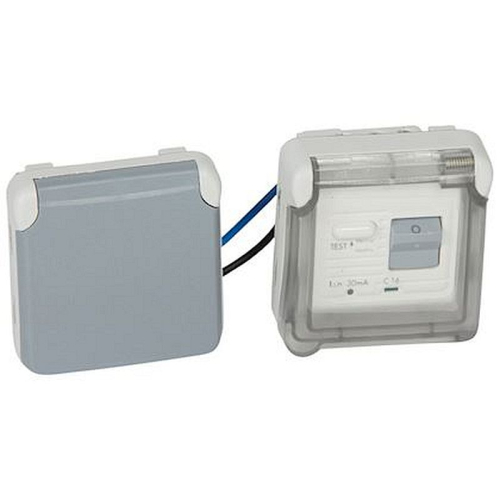 Prise de courant différentielle étanche Plexo composable gris - 30 mA-069567-3245060695675-LEGRAND