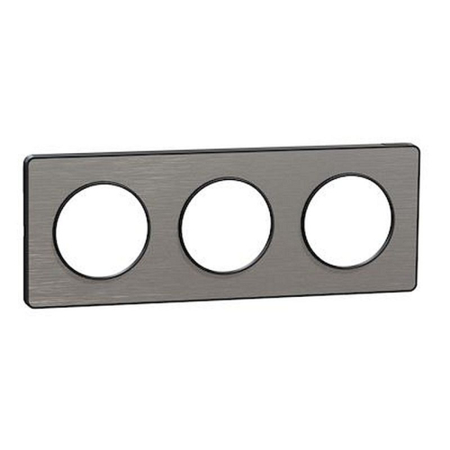 Odace Touch, plaque Aluminium brossé liseré Anth. 3 post. horiz./vert. 71mm-S540806J-3606480707582-SCHNEIDER ELECTRIC FRANCE