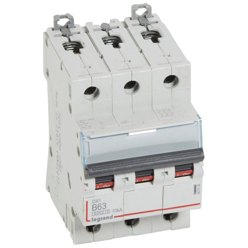 Disjoncteur DX³6000 10kA arrivée haute/départ bas vis 3P 63A courbe B - 3 mod-407538-3245064075381-LEGRAND