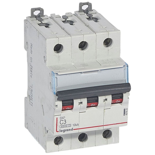 Disjoncteur DX³ 6000 -vis/vis-3P- 400V~-3A-10kA-courbeC-peigne HX³ trad 4P -3M-407823-3245064078238-LEGRAND