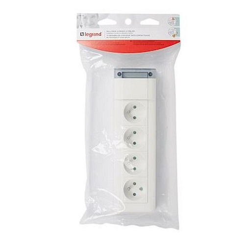 Bloc multiprise fixable 4 prises de courant 2P+T longueur 253mm-050610-3245060506100-LEGRAND