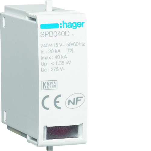 Cartouche L-N Uc 275V In 20kA Imax 40kA Up 1,35kV-SPB040D-3250615515346-HAGER