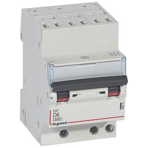 Disjoncteur DX³ 6000-auto/vis-3P-400V~-6A-10kA -courbe D-peigne HX³ opti 4P -3M-408073-3245064080736-LEGRAND