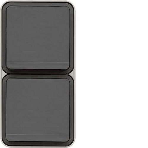 cubyko Prise double verticale 2P+T saillie gris IP55-WNC132-3250617171328-HAGER