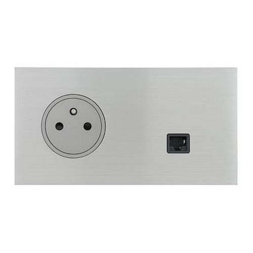 Art d'Arnould univers Epure prise de courant 2P+T et prise RJ45 - acier brossé-67438-3233620674383-ARNOULD