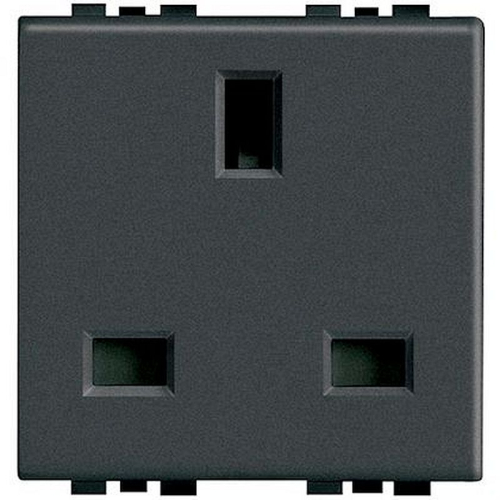 Prise de courant standard britannique 2P+T Livinglight 13A -Anthracite 2 modules-L4150-8012199839950-BTICINO