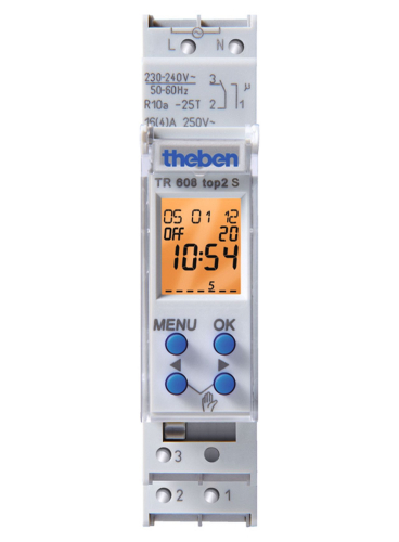 Interrupteur horaire digital 1 module 24h 7j 1 c  inv 56 pas de programmes-TR608TOP2S-4003468600115-THEBEN FRANCE