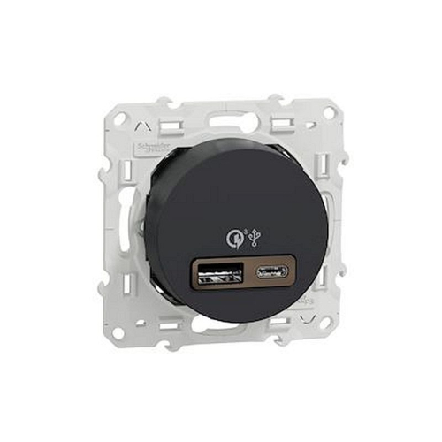 Odace - prise USB double - charge rapide - type A+C - anthracite - 18W - 3,4A-S540219-3606481807007-SCHNEIDER ELECTRIC FRANCE