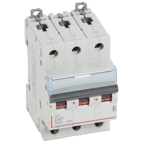 Disjoncteur DX³ 6000-vis/vis-3P-400V~-40A-10kA-courbe D-peigne HX³ trad 3P-3M-408063-3245064080637-LEGRAND