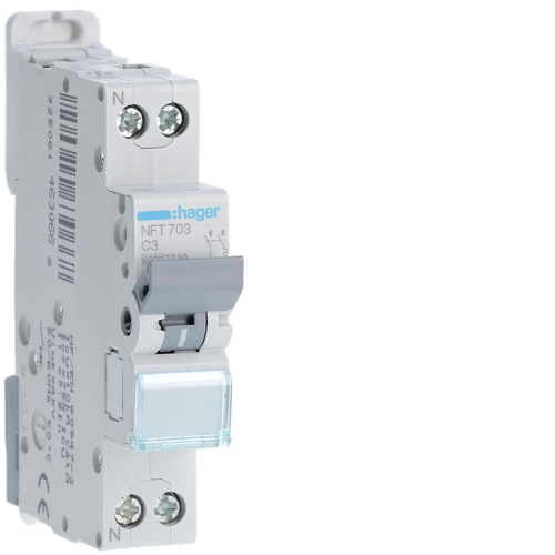 Disjoncteur 1P+N 6-10kA courbe C - 3A 1 module-NFT703-3250614630668-HAGER