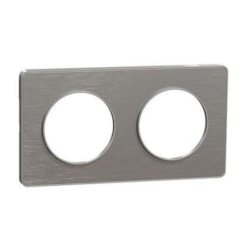 Odace Touch, plaque Aluminium brossé liseré Alu 2 post. horiz./vert. 71mm-S530804J-3606480391767-SCHNEIDER ELECTRIC FRANCE