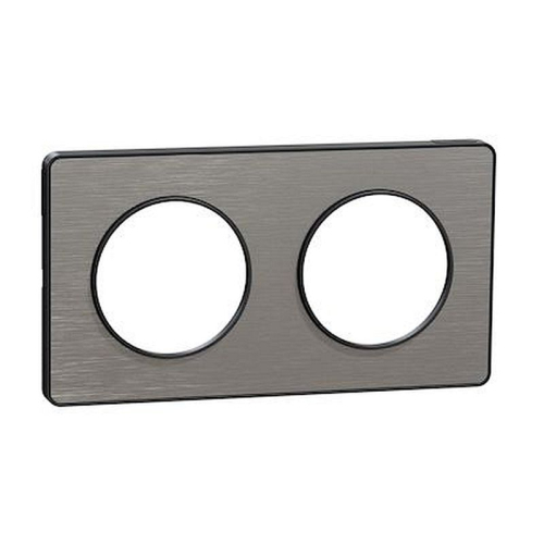 Odace Touch, plaque Aluminium brossé liseré Anth. 2 post. horiz./vert. 71mm-S540804J-3606480707506-SCHNEIDER ELECTRIC FRANCE