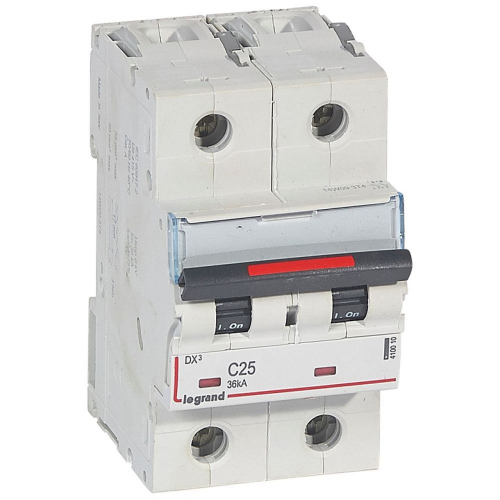 Disjoncteur DX³ 36kA arrivée haute/départ bas vis 2P 25A - courbe C - 3 mod-410010-3245064100106-LEGRAND