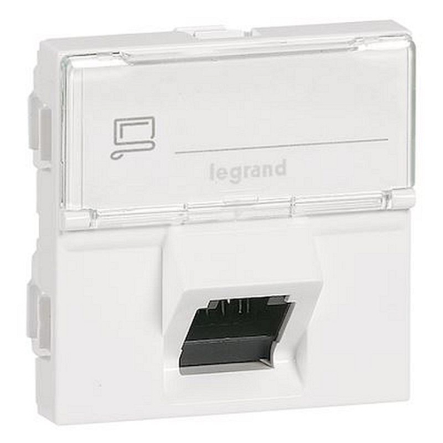 Prise RJ45 catégorie6A STP inclinée à 45DEG blindage métal Mosaic 2 modules -bla-076508-3245060765088-LEGRAND