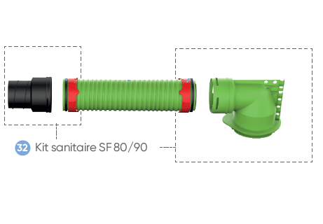Kit D90 pour bouche sanitaire D80 - KT CLIPGO SANIT 80/90 - 464069 ATLANTIC - 464069 