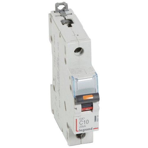 Disjoncteur DX³ 25kA arrivée haute/départ bas vis 1P 10A -courbe C - 1 mod-409754-3245064097543-LEGRAND