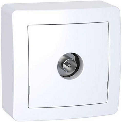 Alréa, Prise TV simple mâle blindée, 1 sortie avec cadre saillie, blanc polaire-ALB62311P-3606480706042-SCHNEIDER ELECTRIC FRANCE