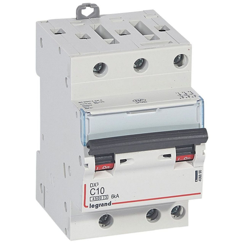 Disj. DX³ 4500kA 6kA arrivée haute/départ bas à vis 10A -courbe C -1 module-406890-3245064068901-LEGRAND