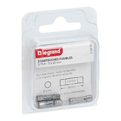 Cartouches fusibles pour appareils électroniques - 5x20mm - 3,15A-092934-3245060929343-LEGRAND