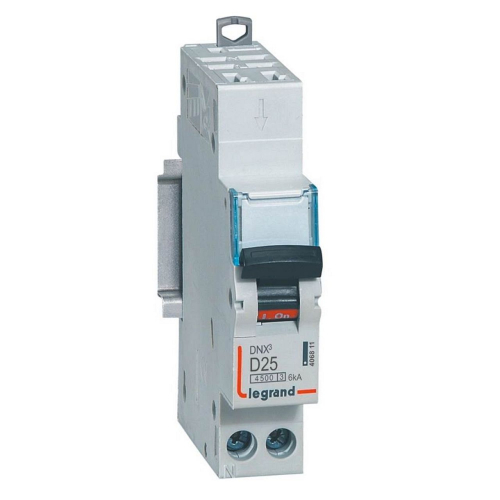 Disjoncteur DNX³ 4500 - auto/auto - U+N 230V~ 25A - 4,5kA - courbe D - 1 module-406811-3245064068116-LEGRAND