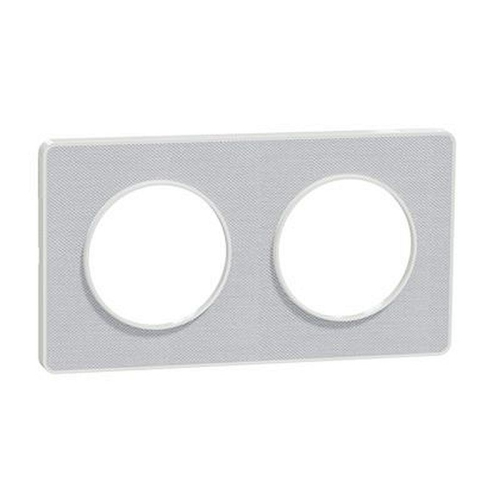Odace Touch  - PLQ Kvadrat Perle/Blanc 2 postes horiz. ou vert. entraxe 71mm-S520804KG-3606481088499-SCHNEIDER ELECTRIC FRANCE