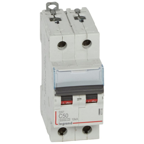 Disjoncteur DX³6000 10kA arrivée haute/départ bas vis 2P 50A courbe C - 2 mod-407789-3245064077897-LEGRAND