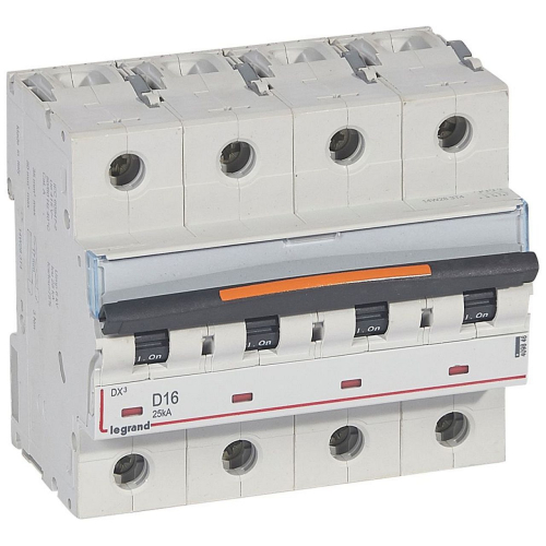 Disjoncteur DX³ 25kA arrivée haute/départ bas vis 4P 16A -courbe D - 6 mod-409846-3245064098465-LEGRAND