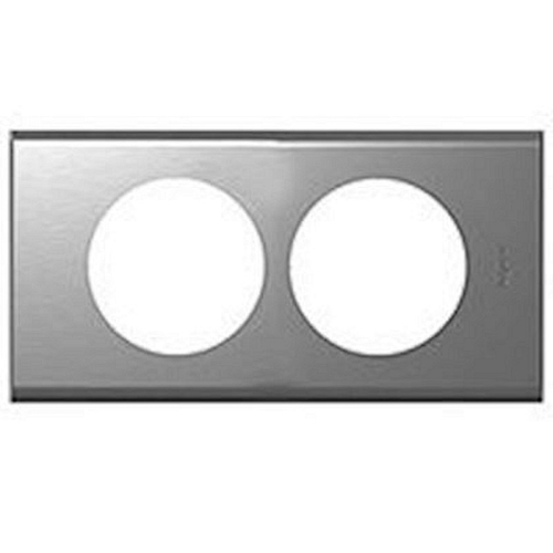 Plaque Céliane Matières 2 postes pour rénovation entraxe 57mm - Inox Brossé-069108-3245060691080-LEGRAND