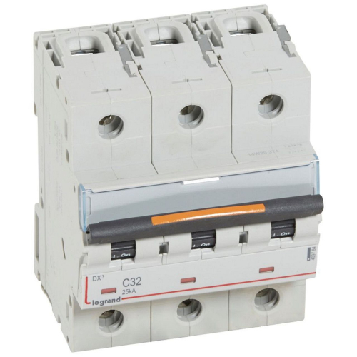 Disjoncteur DX³ 25kA arrivée haute/départ bas vis 3P 32A -courbe C - 3,5 mod-409784-3245064097840-LEGRAND