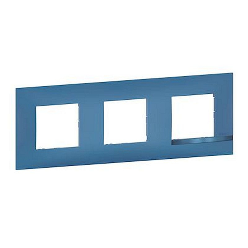 Plaque Altège Déco 3 postes Lagon - bleu avec liseré bleu métallisé-BTAL9LA3-8005543601921-BTICINO