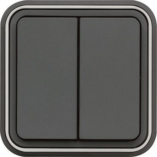 cubyko Double interrupteur va-et-vient  encastré gris IP55-WNE040-3250617172400-HAGER
